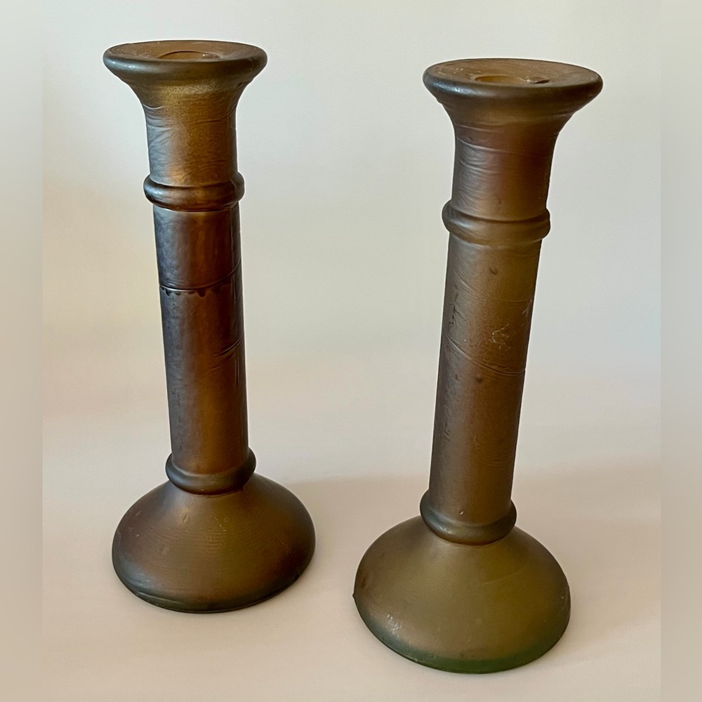 Recycled Satin Glass Taper 8” Candle Sticks Made in Spain warm, inviting & cozy!